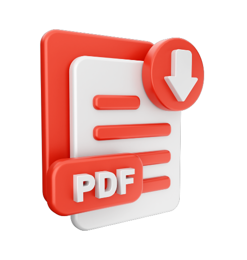 Image en 3D d'un fichier PDF avec la flèche de téléchargement.